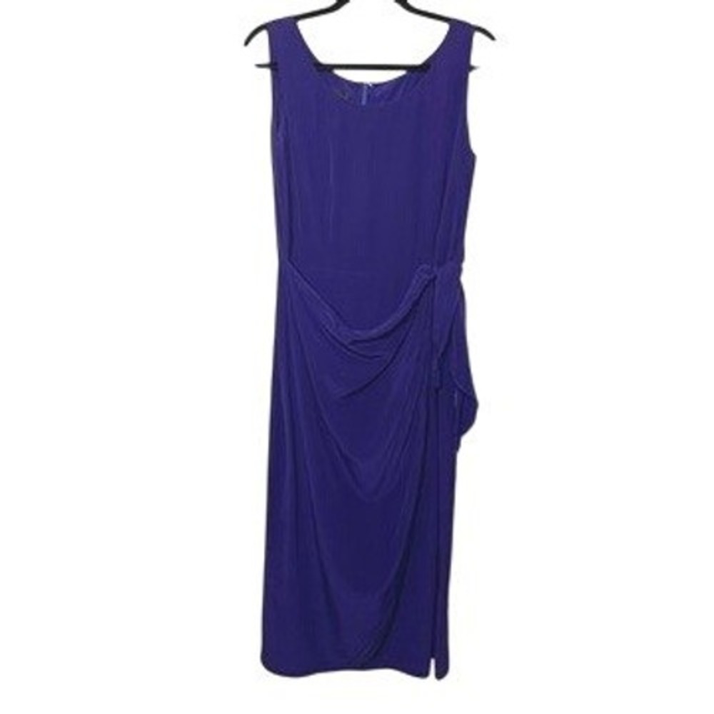 Spenser Jeremy Silk Midi Dress Womens 8 Purple Draped Wrap Side Tie Sleeveless